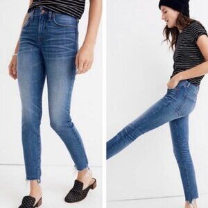 MADEWELL 9" High Rise Skinny Crop Jeans Destructed Hem Edition Stretch Denim 25